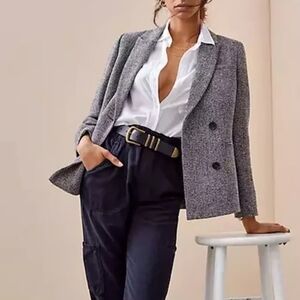 Anthropologie Mare Mare Tweed Double Breasted Blazer, XL